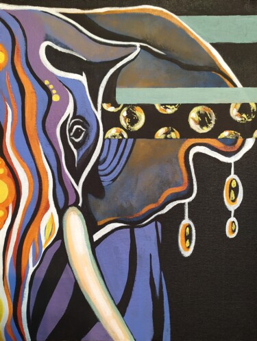 Malerei mit dem Titel "Elephant / Слон" von Marina Petrova, Original-Kunstwerk, Acryl