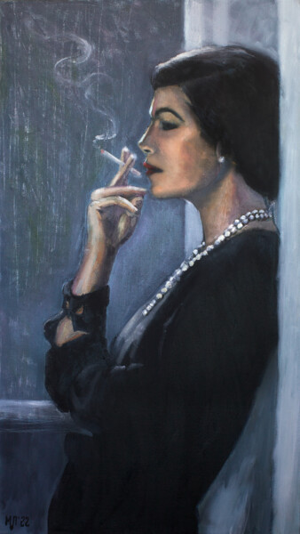 Peinture intitulée "Coco Chanel / Коко…" par Marina Petrova, Œuvre d'art originale, Huile