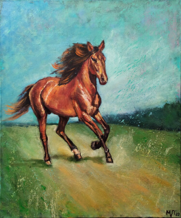 Painting titled "Horse / Лошадь" by Marina Petrova, Original Artwork, Oil
