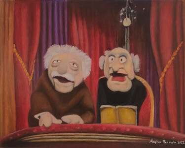 Schilderij getiteld "my Muppet Show" door Marina Petsali, Origineel Kunstwerk, Olie