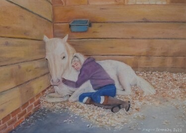 Schilderij getiteld "The hug" door Marina Petsali, Origineel Kunstwerk, Pastel