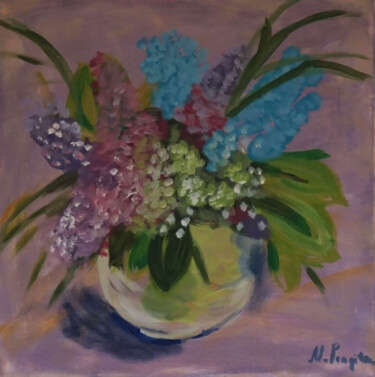 Ζωγραφική με τίτλο "Lilac Flower Acryli…" από Marina Pingitzer, Αυθεντικά έργα τέχνης, Ακρυλικό