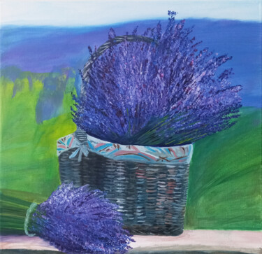 제목이 "Lavender in Basket…"인 미술작품 Marina Pingitzer로, 원작, 기름