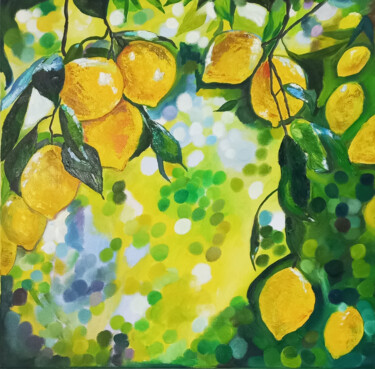 Painting titled "Lemon Oil Painting,…" by Marina Pingitzer, Original Artwork, Oil