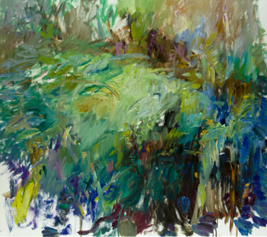 Картина под названием "Лесное озеро#4" - Marina Podgaevskaya, Подлинное произведение искусства, Масло Установлен на Деревянн…