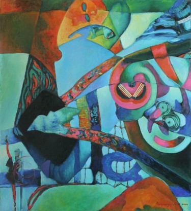 Картина под названием "СИНИЙ #2 (Атмосфера)" - Marina Podgaevskaya, Подлинное произведение искусства, Масло Установлен на Де…