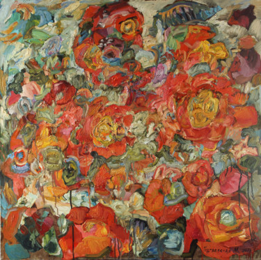 Peinture intitulée "Red-red" par Marina Podgaevskaya, Œuvre d'art originale, Huile Monté sur Châssis en bois