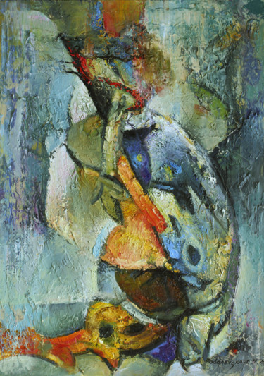 Painting titled "FIGURE # 3" by Marina Podgaevskaya, Original Artwork, Oil Mounted on Wood Stretcher frame