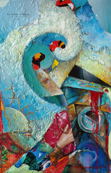 绘画 标题为“Wave of luck.” 由Marina Podgaevskaya, 原创艺术品, 油 安装在木质担架架上