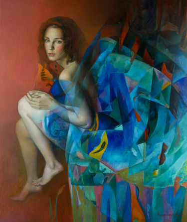 Pittura intitolato "Blue dream" da Marina Podgaevskaya, Opera d'arte originale, Olio Montato su Telaio per barella in legno
