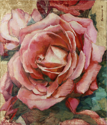 Painting titled "ROSE" by Marina Podgaevskaya, Original Artwork, Oil Mounted on Wood Stretcher frame
