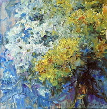 Painting titled "A bouquet of yellow…" by Marina Podgaevskaya, Original Artwork, Oil Mounted on Wood Stretcher frame