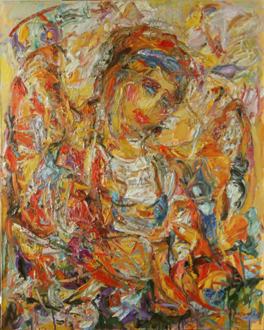 Pittura intitolato "Solar angel" da Marina Podgaevskaya, Opera d'arte originale, Olio Montato su Telaio per barella in legno