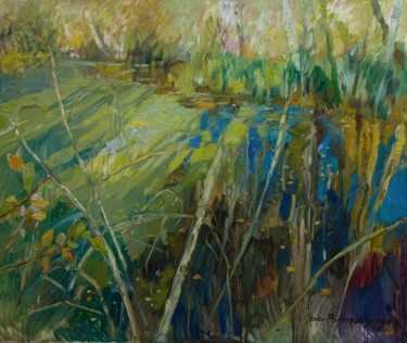 Картина под названием "Autumn sunny day." - Marina Podgaevskaya, Подлинное произведение искусства, Масло Установлен на Дерев…