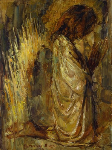 Malerei mit dem Titel "Angel of hope#2" von Marina Podgaevskaya, Original-Kunstwerk, Öl Auf Keilrahmen aus Holz montiert