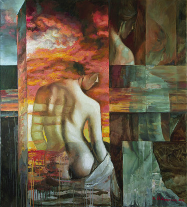 Pintura intitulada "The birth of Venus" por Marina Podgaevskaya, Obras de arte originais, Óleo Montado em Armação em madeira