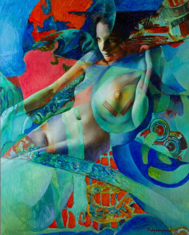 Malarstwo zatytułowany „Aelita” autorstwa Marina Podgaevskaya, Oryginalna praca, Olej Zamontowany na Drewniana rama noszy