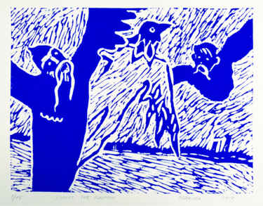Gravures & estampes intitulée ""Finist the Falcon"" par Marina Pozhidaeva, Œuvre d'art originale, Linogravures