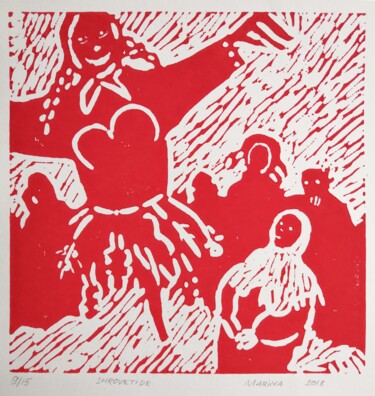 Incisioni, stampe intitolato "Srovetide" da Marina Pozhidaeva, Opera d'arte originale, Incisioni su linoleum