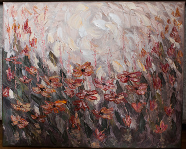 Painting titled "Red flowers" by Marina Pronsky, Original Artwork, Acrylic