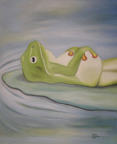 Painting titled "FROGY" by Marina Pylypenko, Original Artwork, Oil