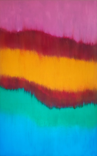 Картина под названием "6 Lines" - Marina Rusalka, Подлинное произведение искусства, Масло Установлен на Деревянная рама для…