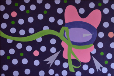 Картина под названием "Bunny in a space" - Marina Rusalka, Подлинное произведение искусства, Масло Установлен на Деревянная…