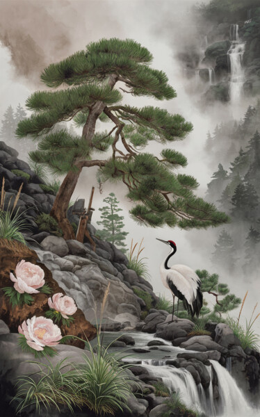Artes digitais intitulada "Oriental landscape…" por Marina Rusalka, Obras de arte originais, Imagem gerada por IA