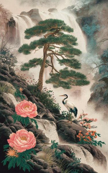 Цифровое искусство под названием "Oriental landscape…" - Marina Rusalka, Подлинное произведение искусства, Цифровая живопись