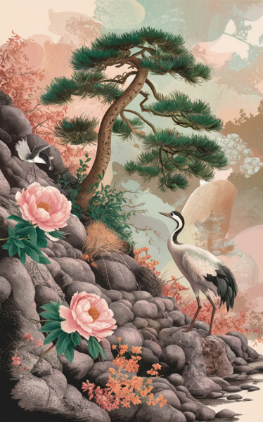 Digital Arts titled "Oriental landscape…" by Marina Rusalka, Original Artwork, Digital Painting