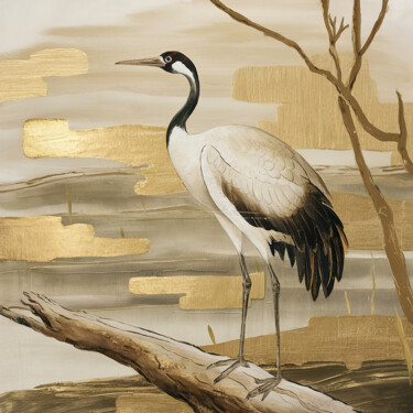 Grafika cyfrowa / sztuka generowana cyfrowo zatytułowany „Crane bird on the t…” autorstwa Marina Rusalka, Oryginalna praca,…