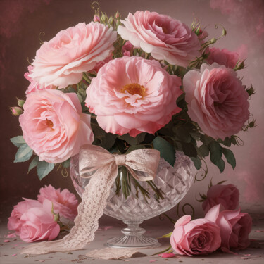 数字艺术 标题为“Bouquet of pink ros…” 由Marina Rusalka, 原创艺术品, AI生成的图像