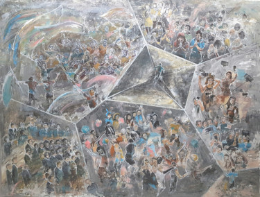 Schilderij getiteld "Escape" door Marina Shkarupa, Origineel Kunstwerk, Olie Gemonteerd op Frame voor houten brancard