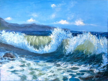 Картина под названием "Волна" - Marina Shishkina, Подлинное произведение искусства, Масло Установлен на Деревянная рама для…