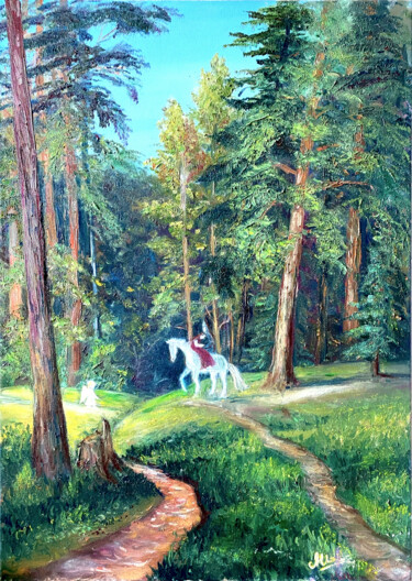 Peinture intitulée "Витязь" par Marina Shishkina, Œuvre d'art originale, Huile Monté sur Châssis en bois