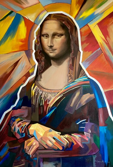Malarstwo zatytułowany „Gioconda” autorstwa Марина Шолохова, Oryginalna praca, Olej Zamontowany na Drewniana rama noszy