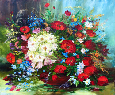 「Summer wildflowers…」というタイトルの絵画 Marina Skromovaによって, オリジナルのアートワーク, オイル