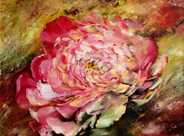 Malerei mit dem Titel "Beautiful pink peon…" von Marina Skromova, Original-Kunstwerk, Öl