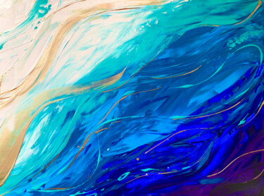 Pintura intitulada "BEYOND THE OCEAN -…" por Marina Skromova, Obras de arte originais, Acrílico Montado em Armação em madeira