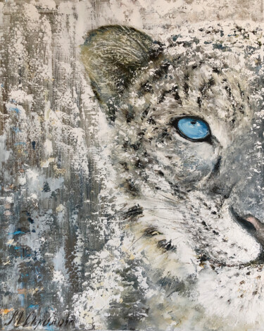 Painting titled "THE SNOW KING - Ani…" by Marina Skromova, Original Artwork, Oil Mounted on Wood Stretcher frame