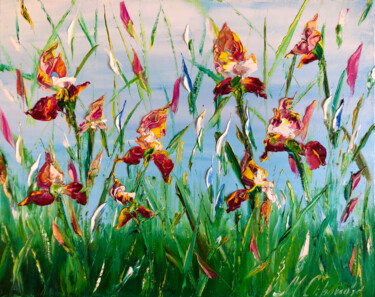 Peinture intitulée "The flowering of re…" par Marina Skromova, Œuvre d'art originale, Huile Monté sur Panneau de bois