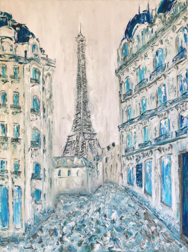 Painting titled "OLD PARIS - Paris s…" by Marina Skromova, Original Artwork, Oil Mounted on Wood Panel
