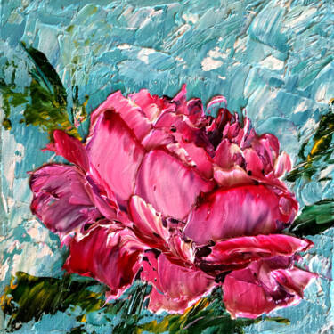 Peinture intitulée "RED VELVET - Rose.…" par Marina Skromova, Œuvre d'art originale, Huile Monté sur Châssis en bois