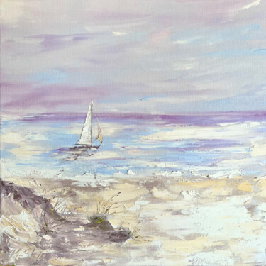 Painting titled "COZY LONELY - Seasc…" by Marina Skromova, Original Artwork, Oil Mounted on Wood Stretcher frame