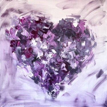 Painting titled "HEAR MY HEART - Vio…" by Marina Skromova, Original Artwork, Oil Mounted on Wood Stretcher frame