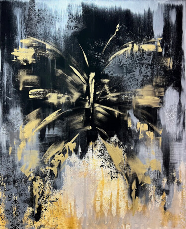 "Black gold abstract…" başlıklı Tablo Marina Skromova tarafından, Orijinal sanat, Akrilik Ahşap Sedye çerçevesi üzerine mont…