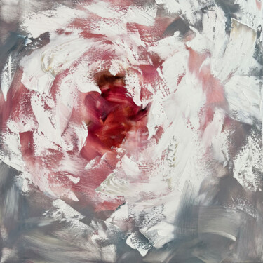 Malarstwo zatytułowany „Texture white peony…” autorstwa Marina Skromova, Oryginalna praca, Olej