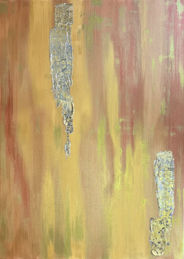 Peinture intitulée "Gold textured abstr…" par Marina Skromova, Œuvre d'art originale, Acrylique