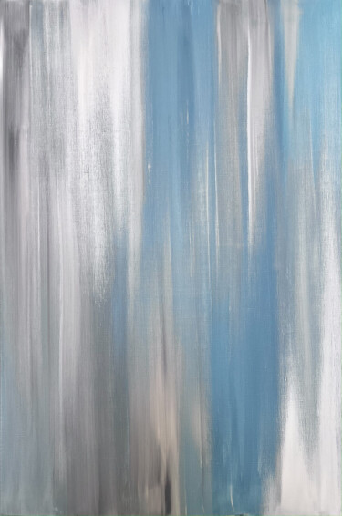 Painting titled "Grey-blue abstracti…" by Marina Skromova, Original Artwork, Acrylic Mounted on Wood Stretcher frame