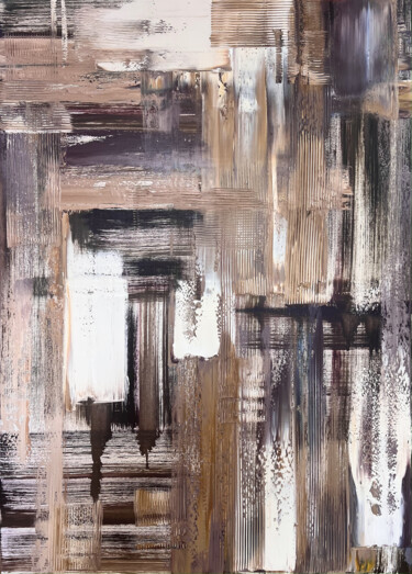 Malerei mit dem Titel "White-brown abstrac…" von Marina Skromova, Original-Kunstwerk, Öl